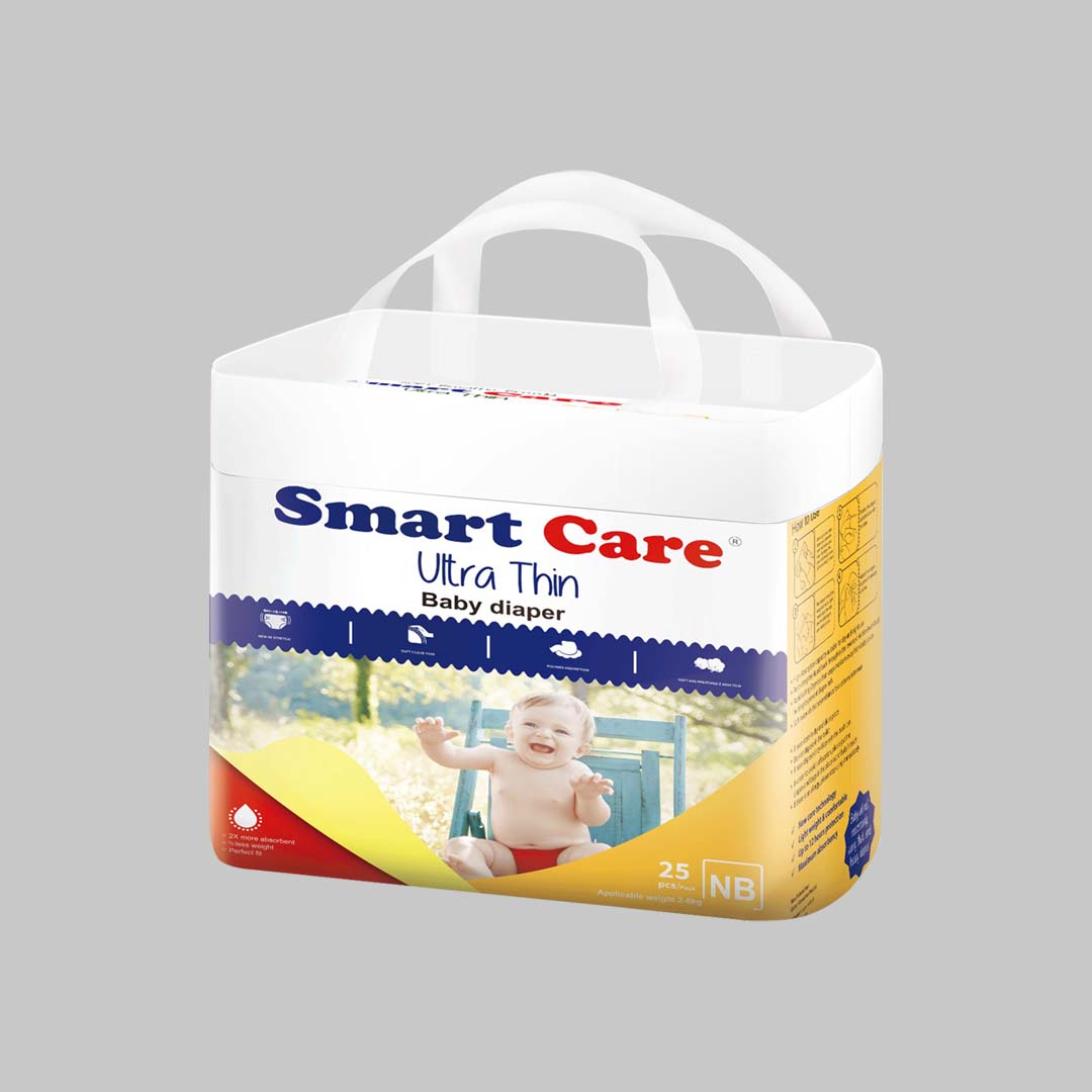 Smart Care Ultra Thin Baby Belt Diaper (Newborn, 2–5 kg) – 25 Pcs